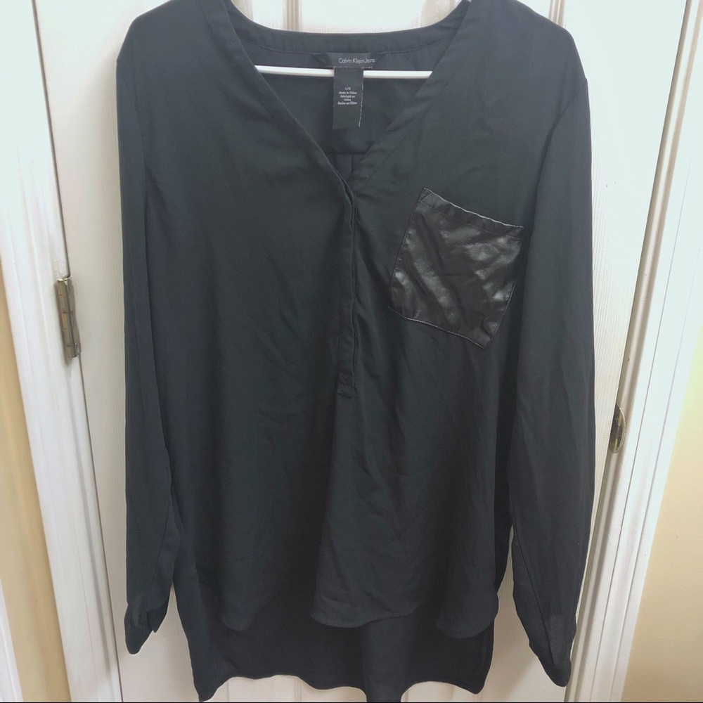 Calvin Klein Sheer Button Down Tunic